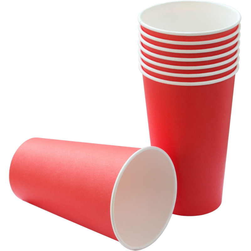 Стакан одноразовый бум 1-сл. d-90мм 400мл красный КОМУС 50шт/уп