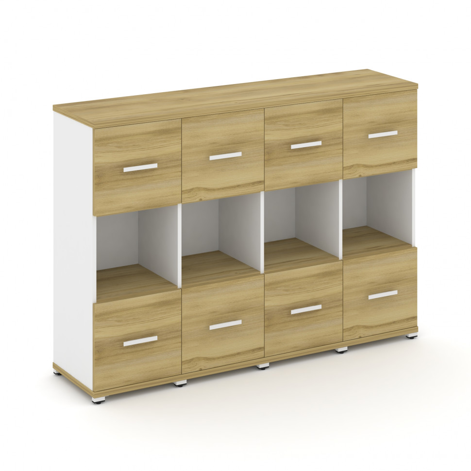 Concept Шкаф 4 узкие секции, 3 ниши CN.STU-345 W Дуб Винченцо/Белый Бриллиант/Металл Белый 1668*420*