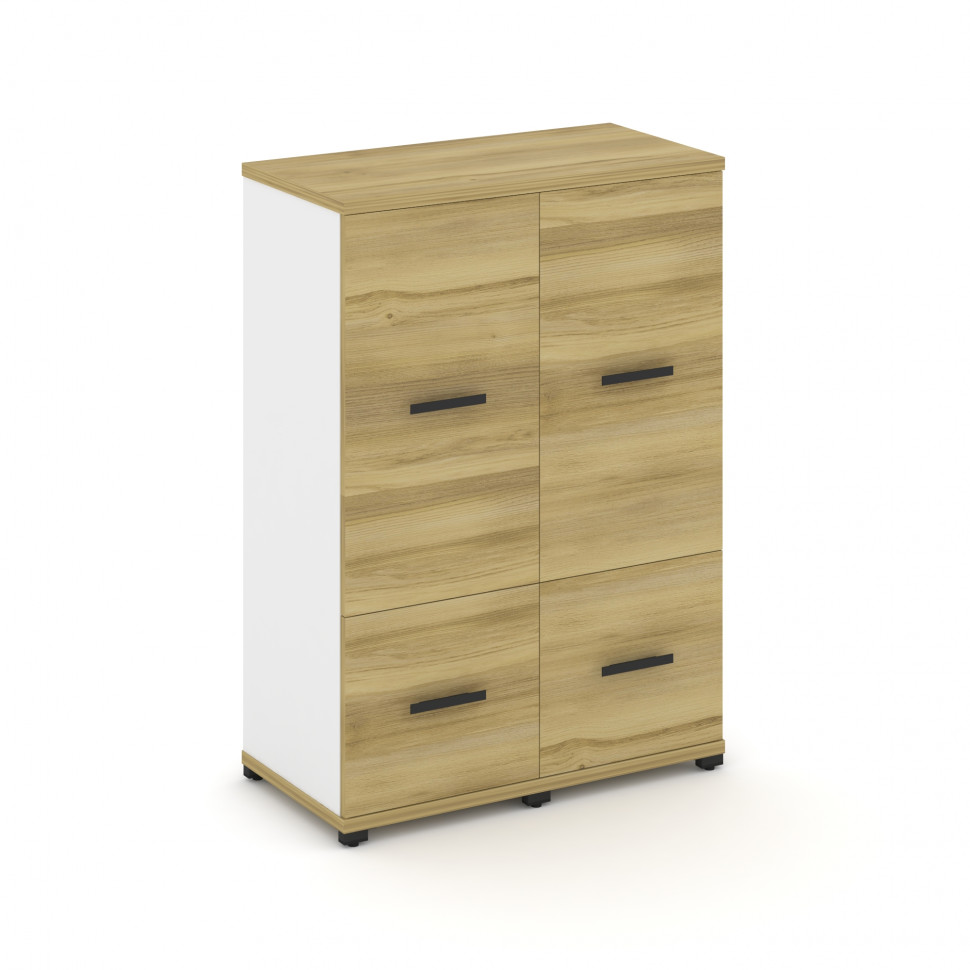 Concept Шкаф 2 узкие секции, 3 ниши CN.STU-322 B Дуб Винченцо/Белый Бриллиант/Металл Черный 836*420*