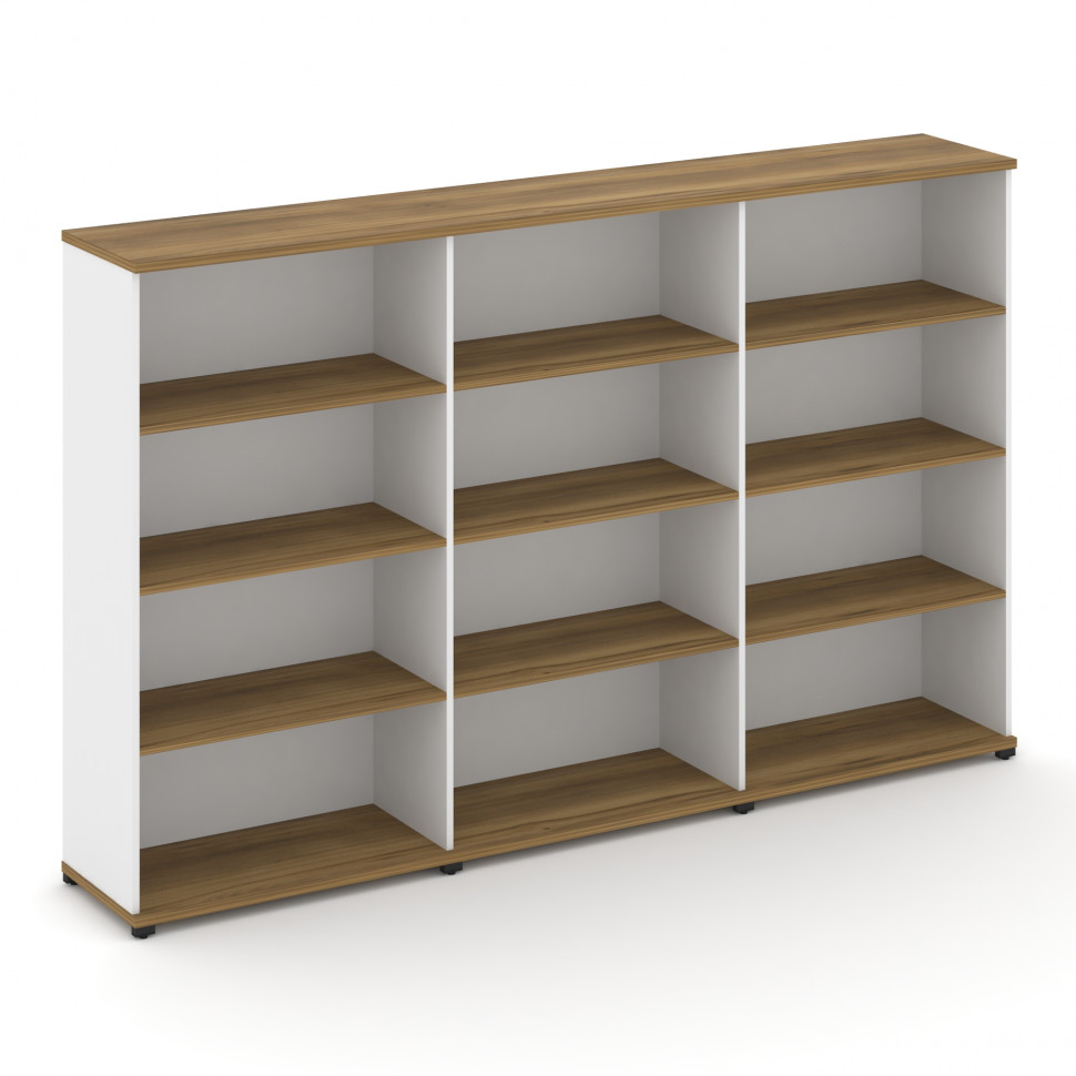 Concept Стеллаж 3 широкие секции, 4 ниши CN.STS-430 Сандал Янтарный/Белый Бриллиант/Металл Черный 25