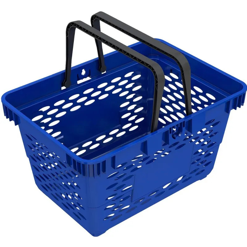 Корзина покупательская EVR_CLASSIC пластик., с 2-мя пл.ручками 20л., синий