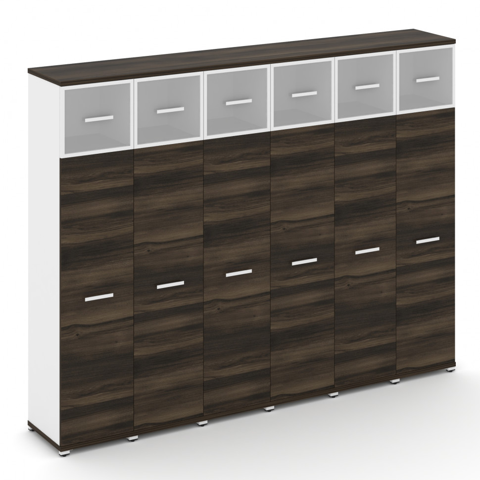 Concept Шкаф 6 узких секций, 5 ниш CN.STU-567 RMW W Дуб Мали/Белый Бриллиант/Металл Белый/Сатин 2500