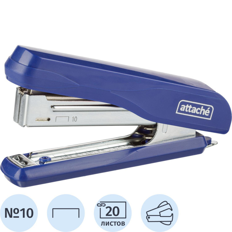 Степлер Attache PSBL1020 (№10) до 20 лист., пластик/металл, синий