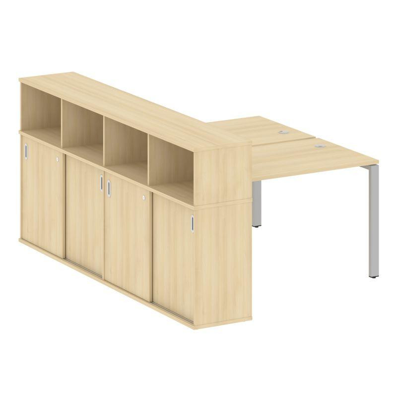 Metal System Рабочая станция с шкафом-купе на П-образном м/к БП.РС-СШК-4.2 Т Акация Лорка/Металл Сер Metal System Рабочая станция с шкафом-купе на П-образном м/к БП.РС-СШК-4.2 Т Акация Лорка/Металл Сер