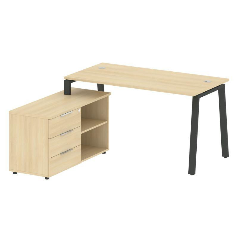 Metal System Рабочая станция с тумбой на А-образном м/к БА.РС-СТС-2.3 (L) Акация Лорка/Металл Антрац