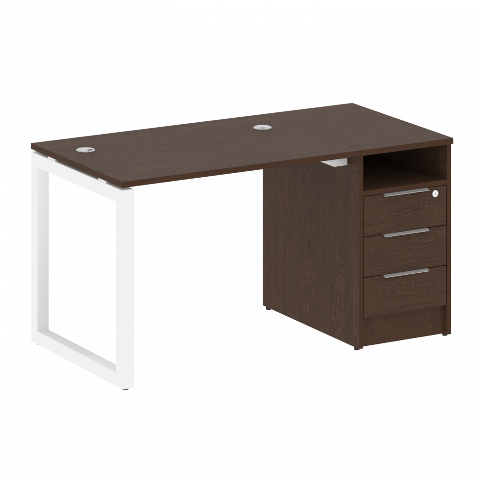 Metal System Quattro Рабочая станция с тумбой на О-образном м/к 50БО.РС-СТП-1.1 Венге Цаво/Металл Бе