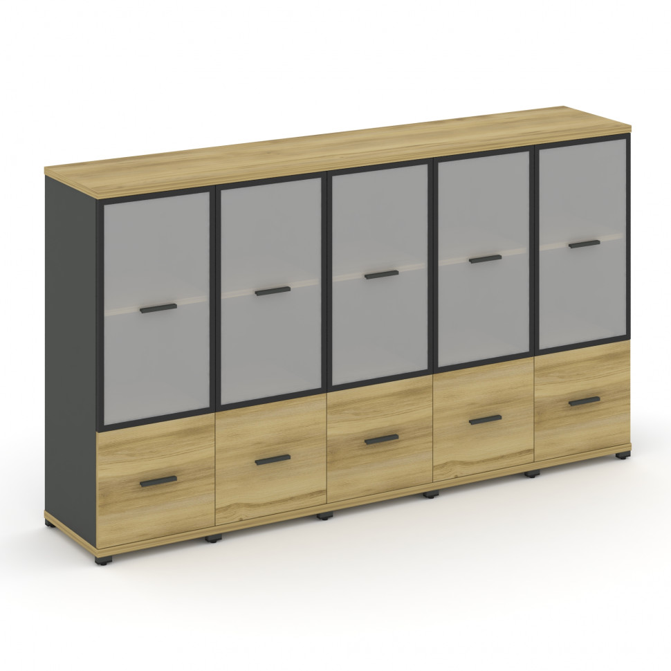 Concept Шкаф 5 узких секций, 3 ниши CN.STU-352 RMB A Дуб Винченцо/Антрацит/Металл Антрацит/Сатин 208