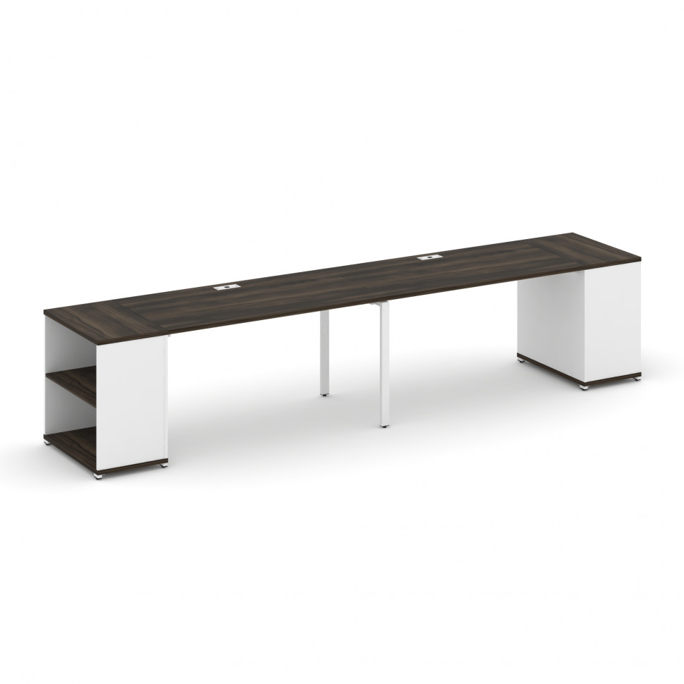 Concept Рабочая станция с опорными стеллажами CN.ORS-203 Дуб Мали/Белый Бриллиант/Металл Белый 3600* Concept Рабочая станция с опорными стеллажами CN.ORS-203 Дуб Мали/Белый Бриллиант/Металл Белый 3600*