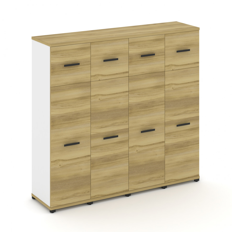 Concept Шкаф 4 узкие секции, 4 ниши CN.STU-444 B Дуб Винченцо/Белый Бриллиант/Металл Черный 1668*420