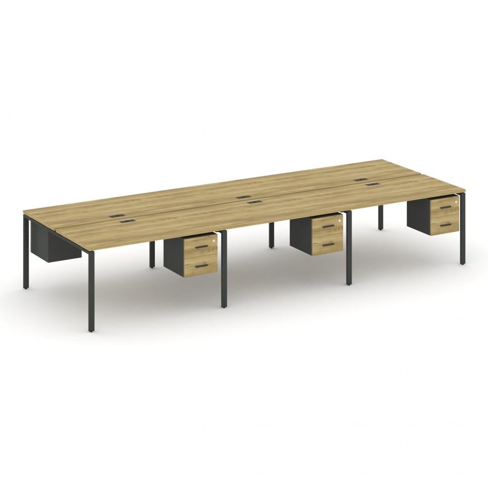 Concept Рабочая станция двухсторонняя с подвес. тумбами на 6 мест CN.DRS-156 A Дуб Винченцо/Антрацит