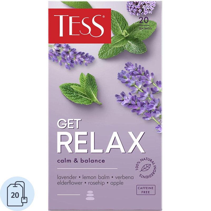 Чай Tess Get Relax чайный напиток с добавками, 1,5гх20шт/уп