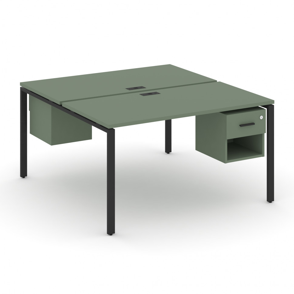 Concept Рабочая станция 2 сторонняя с подвесными тумбами на 2 места CN.DRS-117 B Кобо/Металл Черный Concept Рабочая станция 2 сторонняя с подвесными тумбами на 2 места CN.DRS-117 B Кобо/Металл Черный