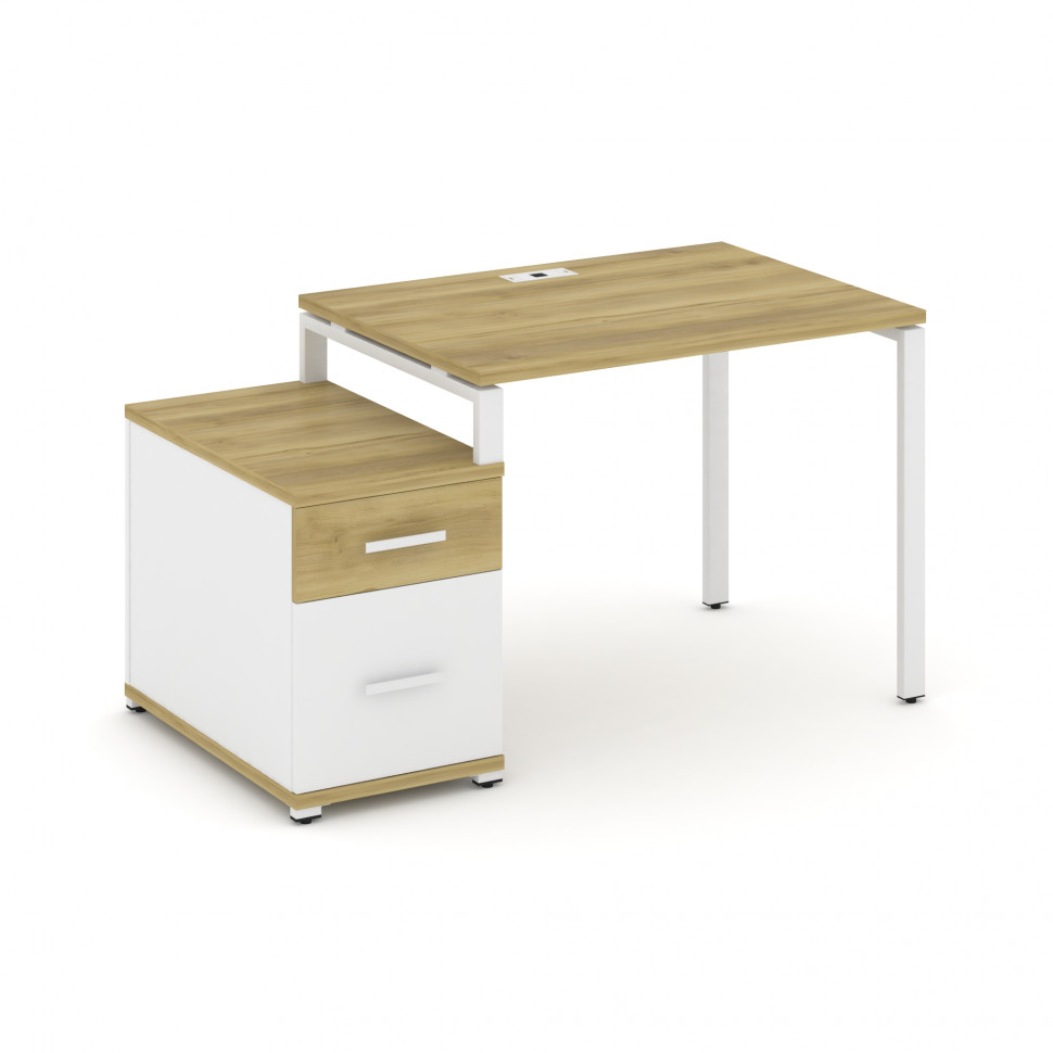 Concept Стол письменный с 1 опорной тумбой CN.SP-305 W Дуб Винченцо/Белый Бриллиант/Металл Белый 980 Concept Стол письменный с 1 опорной тумбой CN.SP-305 W Дуб Винченцо/Белый Бриллиант/Металл Белый 980