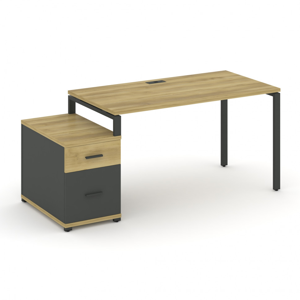 Concept Стол письменный с 1 опорной тумбой CN.SP-305 A Дуб Винченцо/Антрацит/Металл Антрацит 980/134