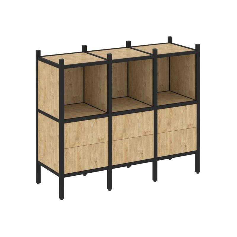 Loft Прямой стеллаж VR.L-07 Тиквуд Светлый/Металл Черный 1278*446*1047