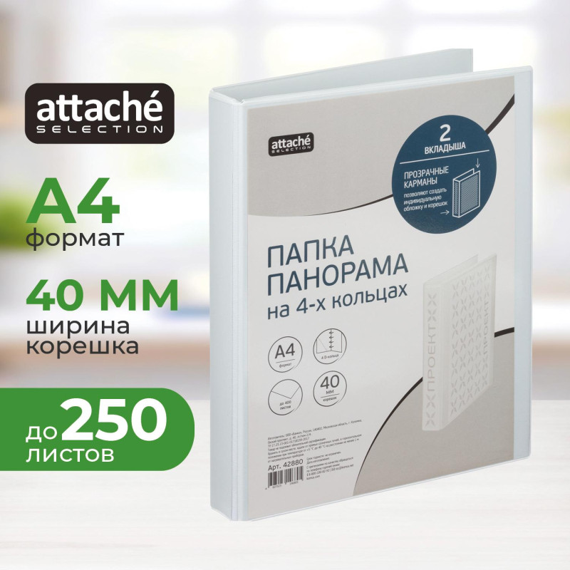 Папка Панорама на 4-х кольцах  40мм Россия