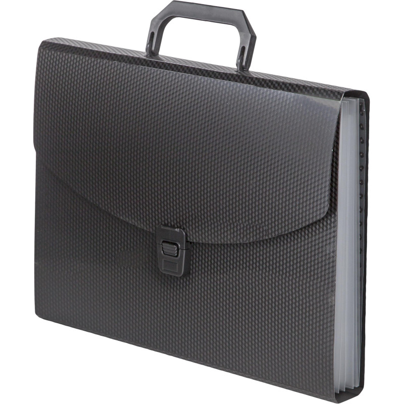 Папка-портфель 6 отдел. A4 пластик 0.7мм черный