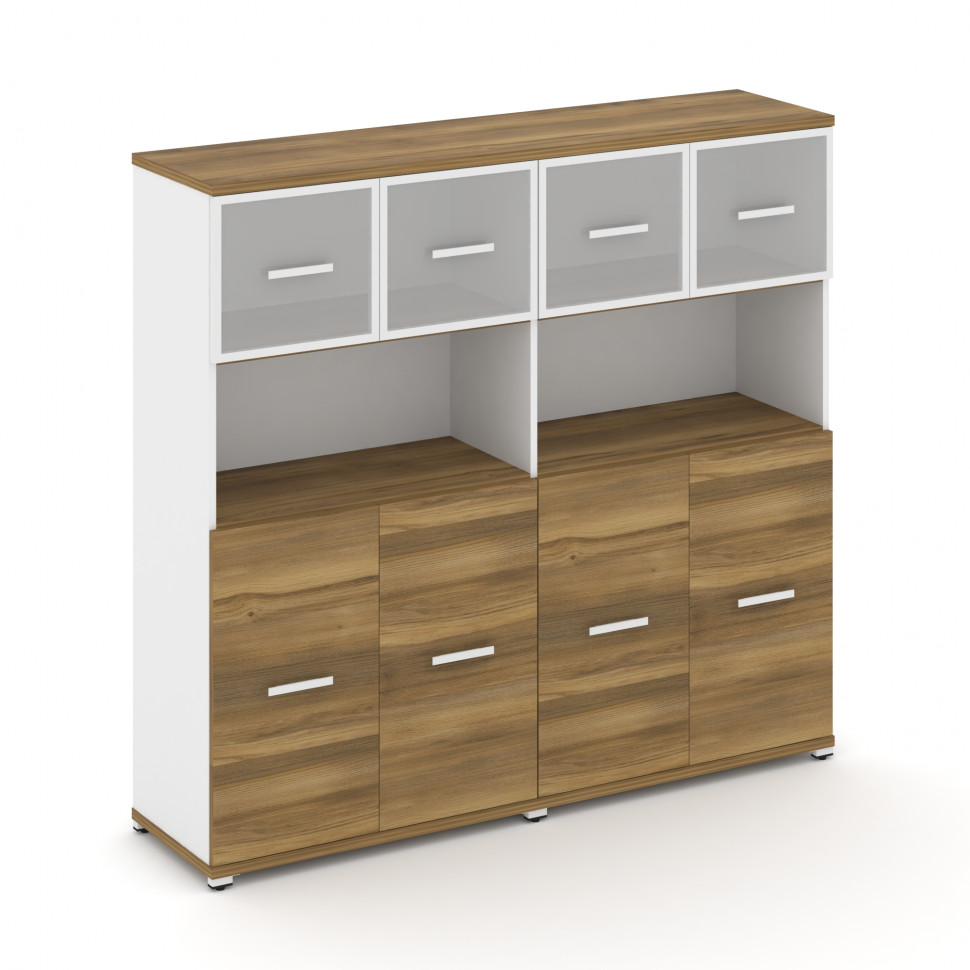 Concept Шкаф 2 широкие секции, 4 ниши CN.STS-425 RMW W Сандал Янтарный/Белый Бриллиант/Металл Белый/