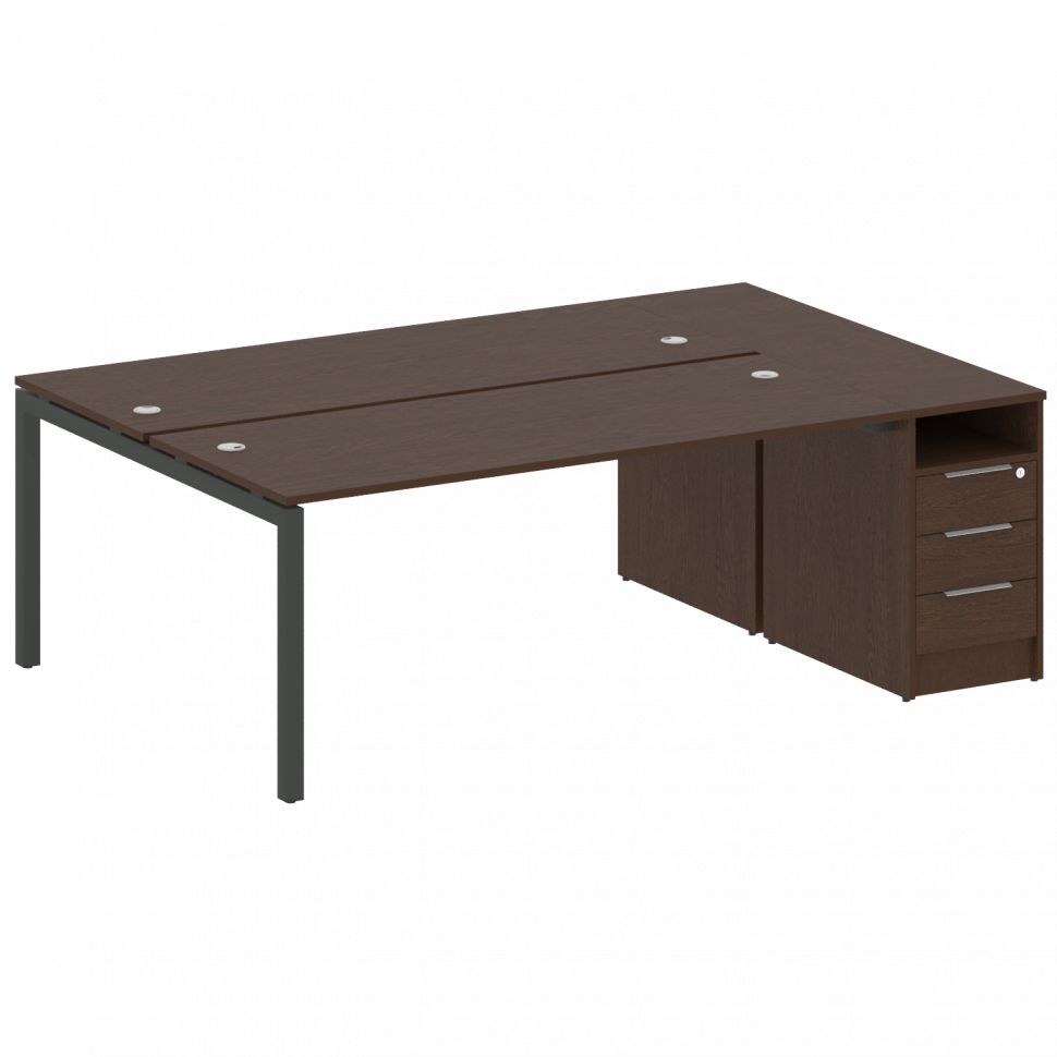 Metal System Quattro Рабочая станция с тумбой на П-образном м/к 50БП.РС-СТП-2.5 Венге Цаво/Металл Ан