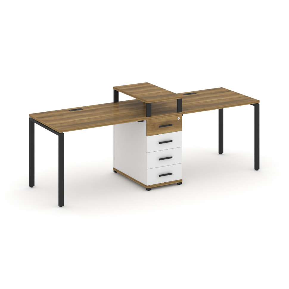 Concept Рабочая станция 2 места с 1 опорной тумбой CN.ORS-417 B Сандал Янтарный/Белый Бриллиант/Мета