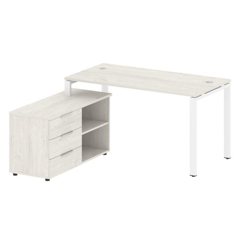 Metal System Рабочая станция с тумбой на П-образном м/к БП.РС-СТС-2.3 (L) Дуб Наварра/Металл Белый 1