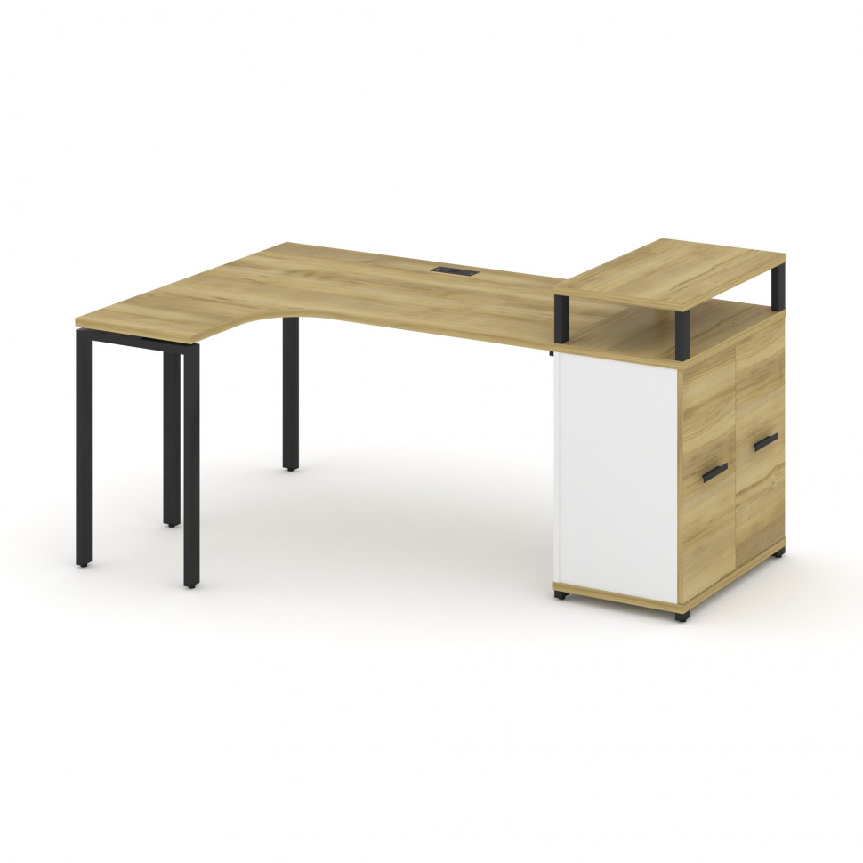Concept Стол эргономичный с опорным распаш. шкафом с верх. горизонтом CN.SA-211(L) B Дуб Винченцо/Бе Concept Стол эргономичный с опорным распаш. шкафом с верх. горизонтом CN.SA-211(L) B Дуб Винченцо/Бе