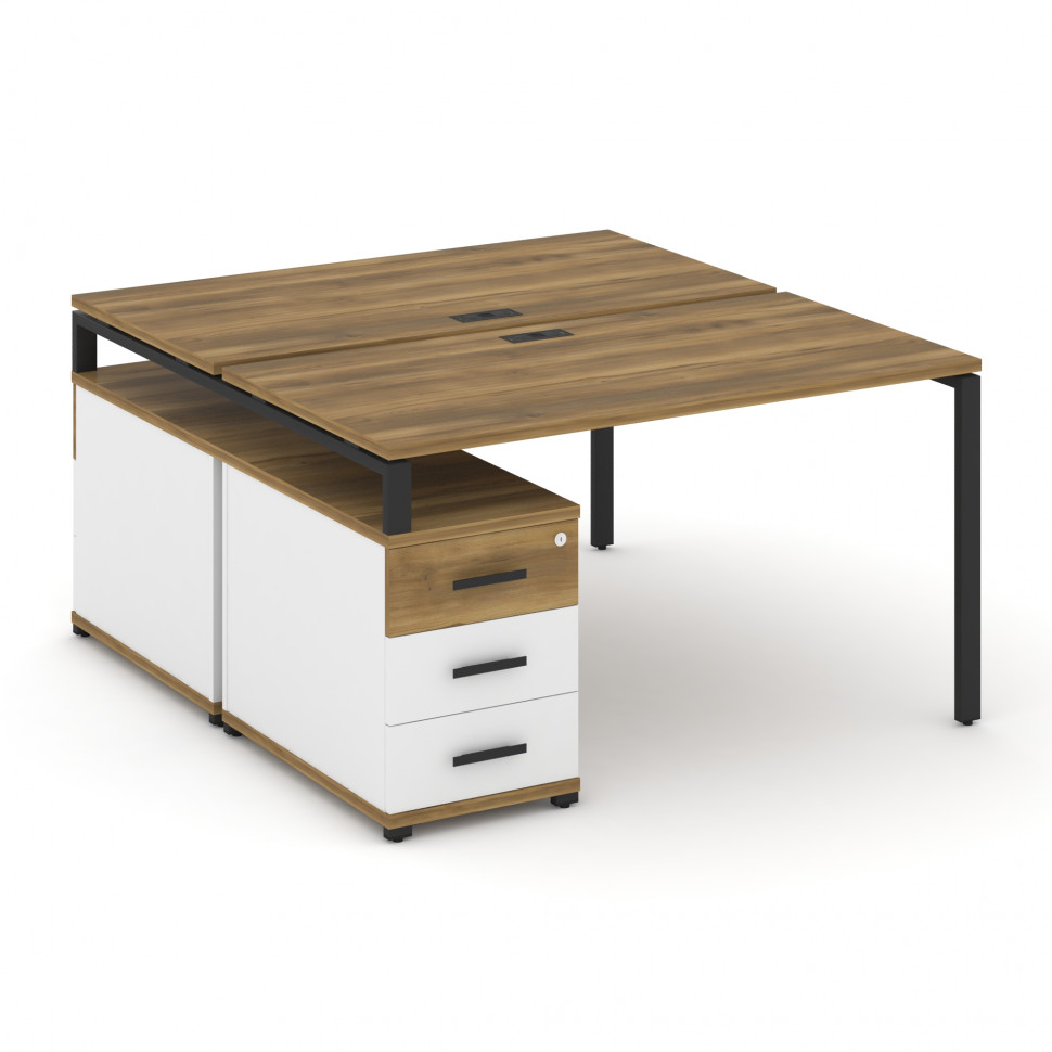 Concept Рабочая станция 2 места с двухсторонней опорной тумбой CN.DRS-303 B Сандал Янтарный/Белый Бр Concept Рабочая станция 2 места с двухсторонней опорной тумбой CN.DRS-303 B Сандал Янтарный/Белый Бр