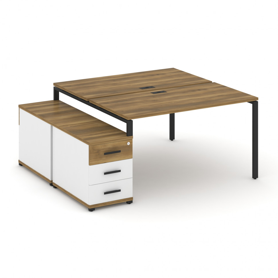 Concept Рабочая станция 2 места с двухсторонней опорной тумбой CN.DRS-303 B Сандал Янтарный/Белый Бр Concept Рабочая станция 2 места с двухсторонней опорной тумбой CN.DRS-303 B Сандал Янтарный/Белый Бр