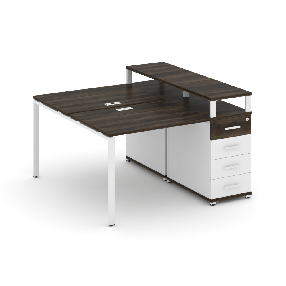 Concept Рабочая станция с 1 опорной тумбой CN.DRS-409 W Дуб Мали/Белый Бриллиант/Металл Белый 1400*1