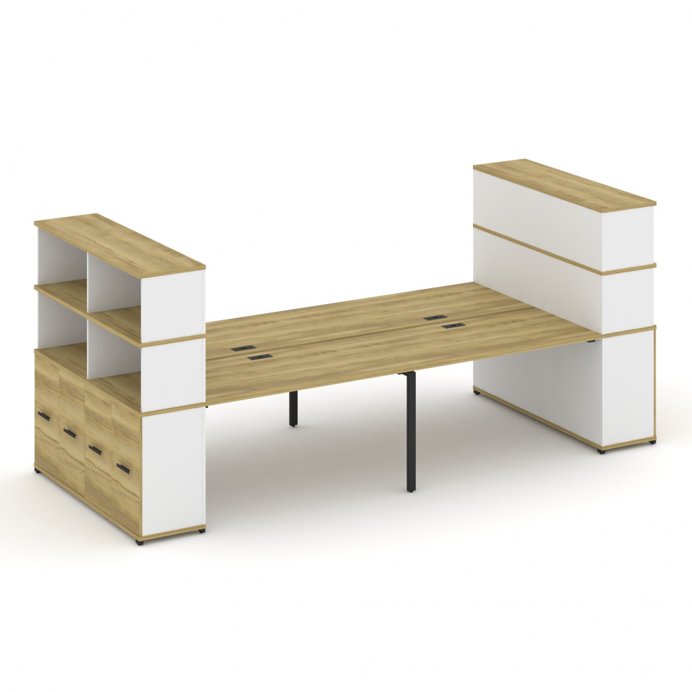 Concept Рабочая станция с опорными распаш. шкафами с надставкой выс. CN.DRS-275 B Дуб Винченцо/Белый Concept Рабочая станция с опорными распаш. шкафами с надставкой выс. CN.DRS-275 B Дуб Винченцо/Белый
