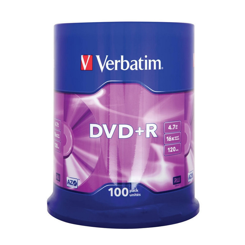 Носители информации DVD+R, 16x, Verbatim Azo Matt Silver, Cake/100, 43551 Носители информации DVD+R, 16x, Verbatim Azo Matt Silver, Cake/100, 43551