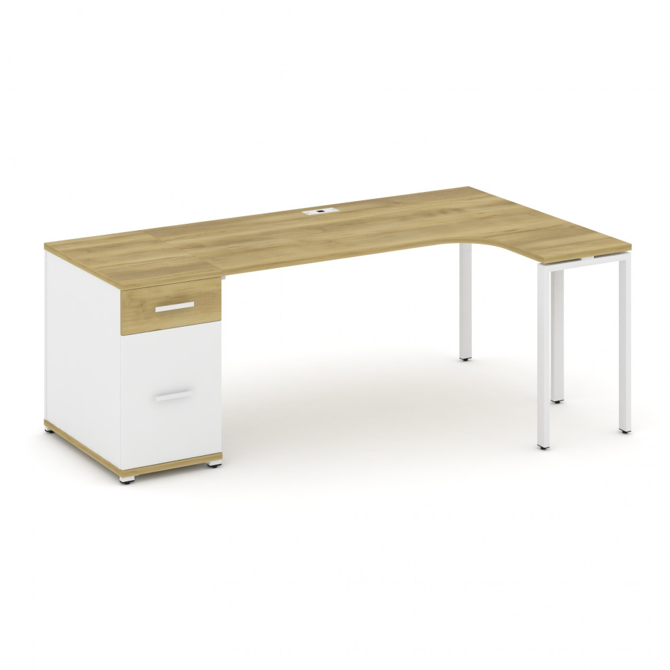 Concept Стол эргономичный CN.SA-404(R) W Дуб Винченцо/Белый Бриллиант/Металл Белый 2000*1180*750 Concept Стол эргономичный CN.SA-404(R) W Дуб Винченцо/Белый Бриллиант/Металл Белый 2000*1180*750