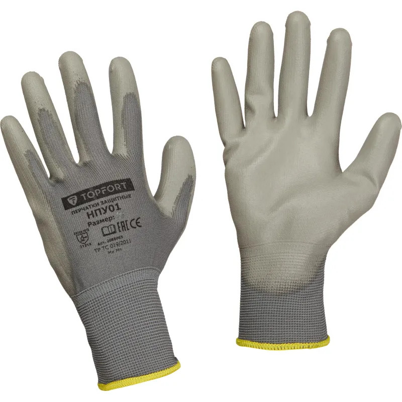 Перчатки защитные TOPFORT НПУ01 нейлон с ПУ покрытием р.10