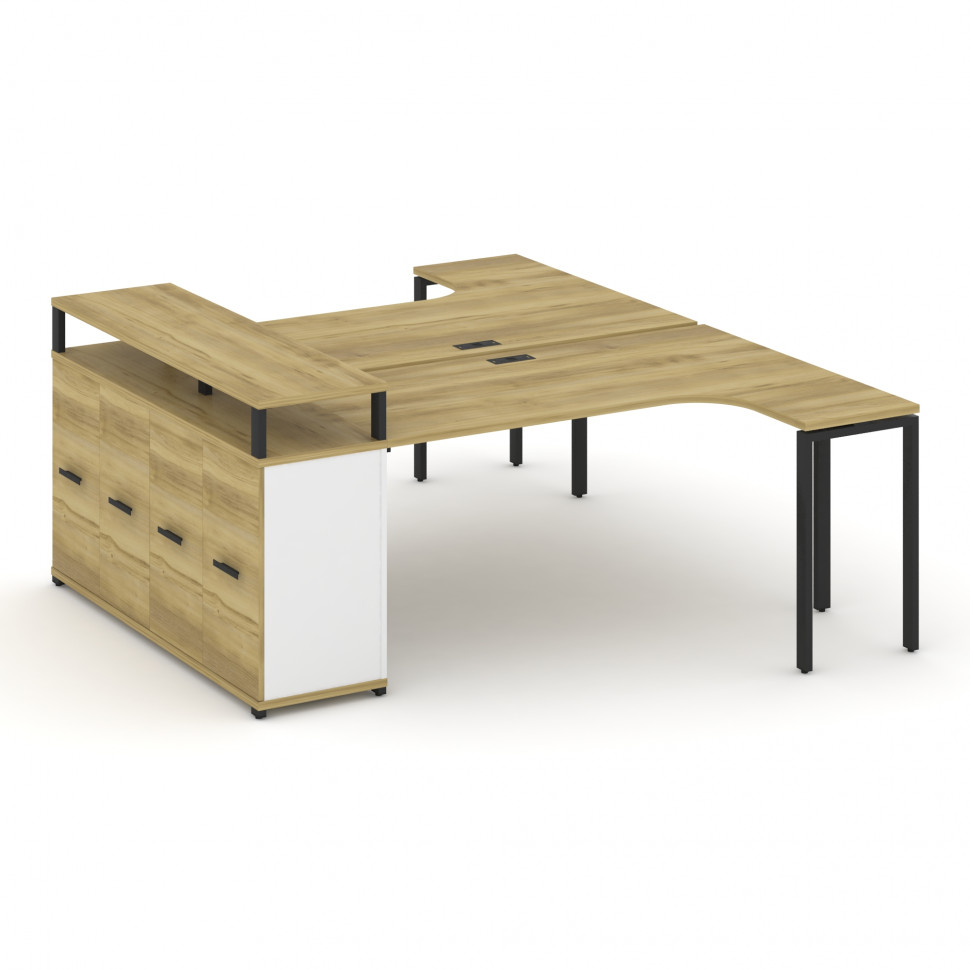 Concept Рабочая станция с опорным распаш. шкафом с верх. горизонтом CN.DSA-212 B Дуб Винченцо/Белый