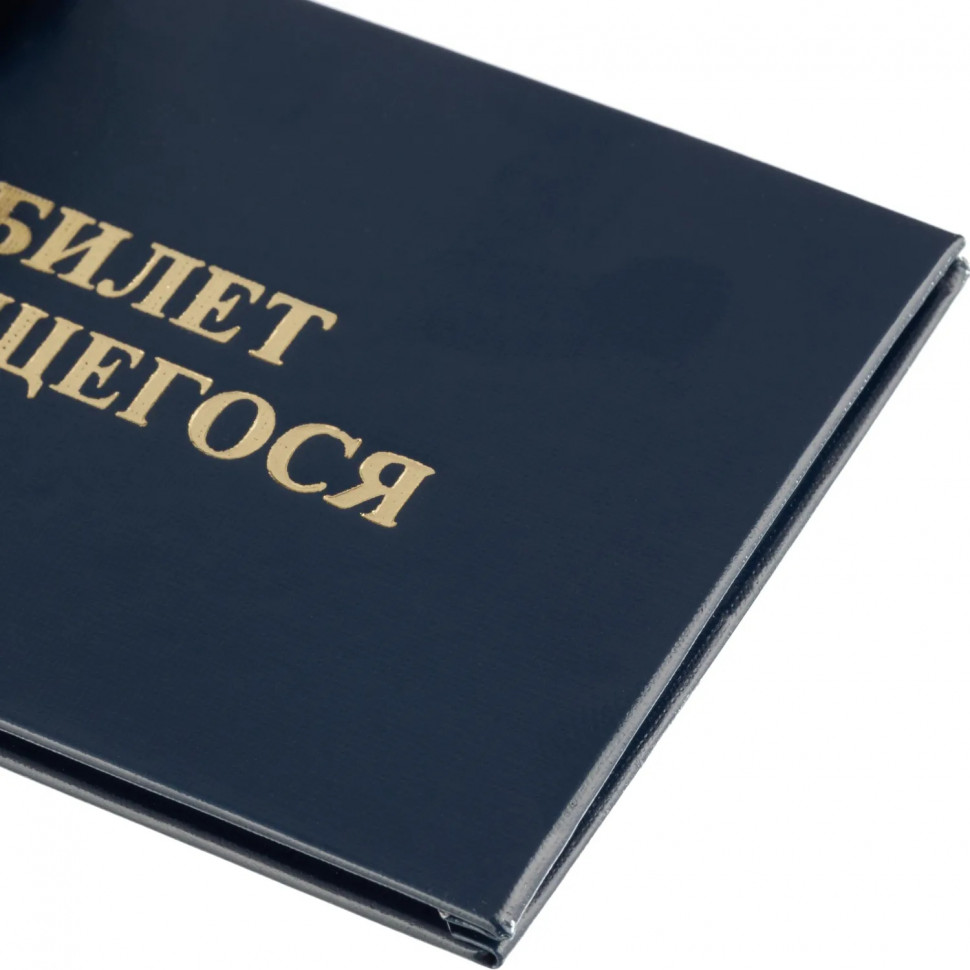 Бланк Билет учащегося 9,5см х 6,5см, твердая обложка, бумвинил, синий