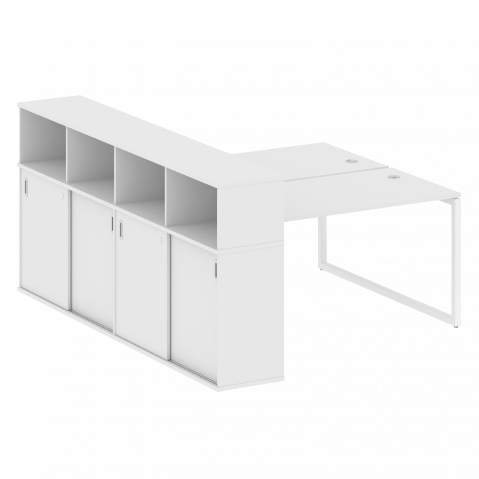 Metal System Quattro Рабочая станция с шкафом-купе на О-образном м/к 40БО.РС-СШК-4.3 Т Белый/Металл Metal System Quattro Рабочая станция с шкафом-купе на О-образном м/к 40БО.РС-СШК-4.3 Т Белый/Металл