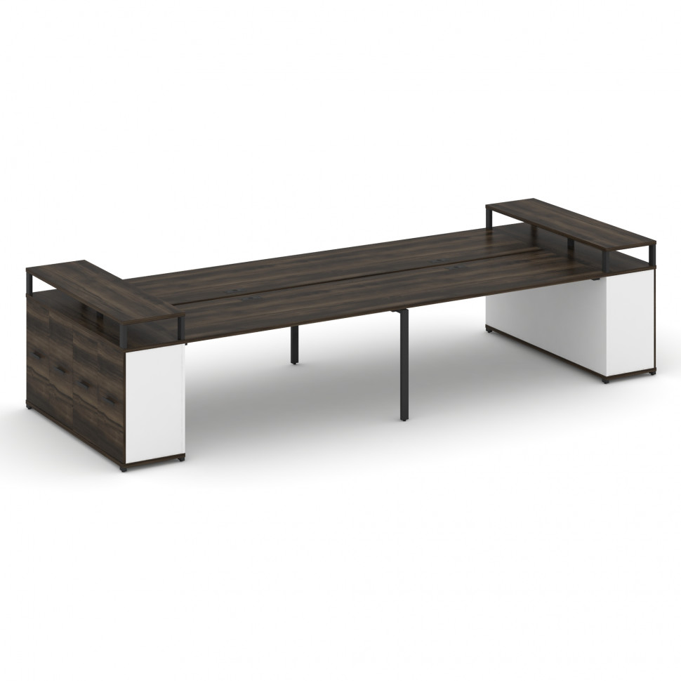 Concept Рабочая станция с опорными распаш. шкафами с верх. горизонтами  CN.DRS-268 B Дуб Мали/Белый