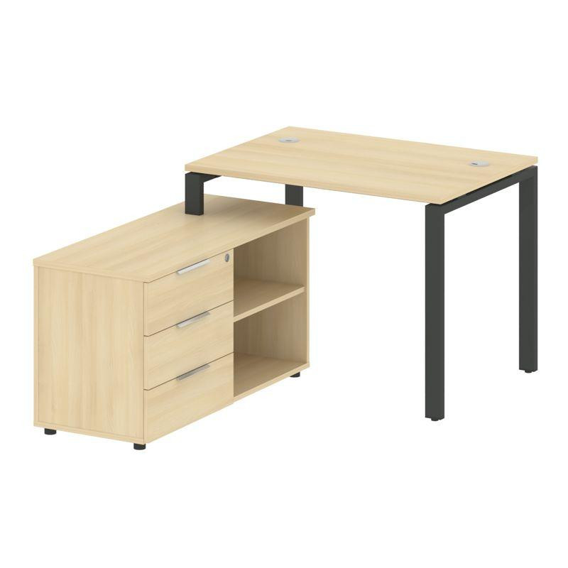 Metal System Рабочая станция с тумбой на П-образном м/к БП.РС-СТС-2.1 (L) Акация Лорка/Металл Антрац