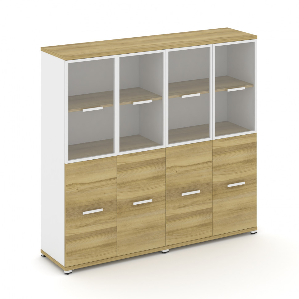 Concept Шкаф 2 широкие секции, 4 ниши CN.STS-422 RPW W Дуб Винченцо/Белый Бриллиант/Металл Белый/Про Concept Шкаф 2 широкие секции, 4 ниши CN.STS-422 RPW W Дуб Винченцо/Белый Бриллиант/Металл Белый/Про