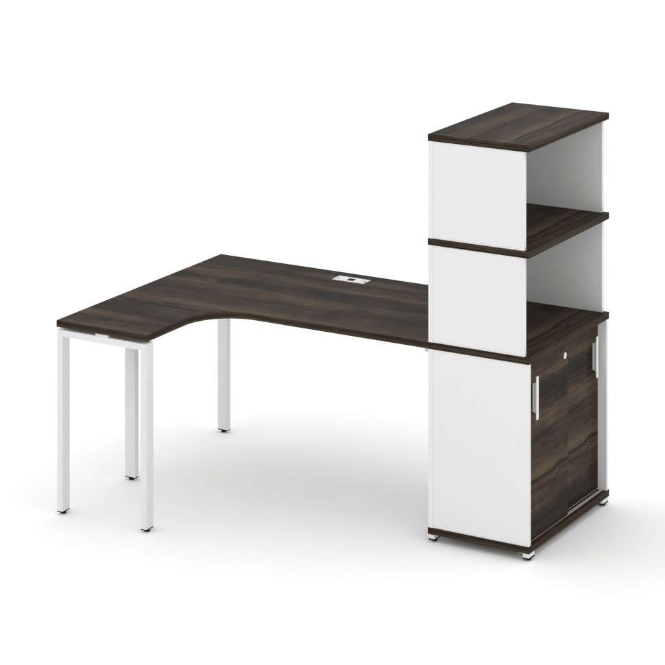 Concept Стол эргономичный с опорным шкафом-купе с надставкой выс. CN.SA-221(L) W Дуб Мали/Белый Бри Concept Стол эргономичный с опорным шкафом-купе с надставкой выс. CN.SA-221(L) W Дуб Мали/Белый Бри