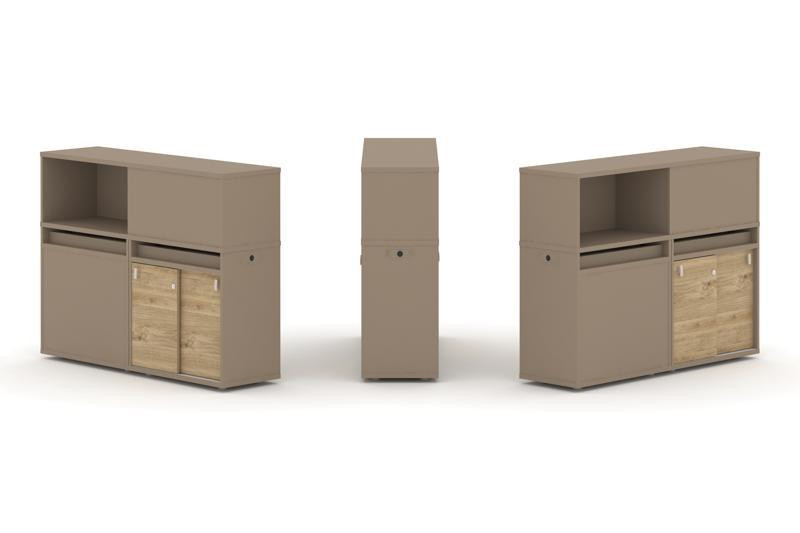 Estetica Набор №20. Тумба двойная+низкая надставка ES.NB.2N-20 Латте/Тиквуд Светлый 1500*410*1135