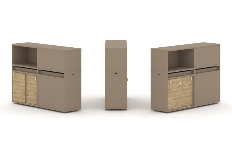 Estetica Набор №20. Тумба двойная+низкая надставка ES.NB.2N-20 Латте/Тиквуд Светлый 1500*410*1135