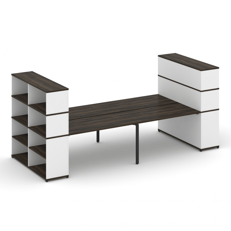 Concept Рабочая станция с опорными стеллажами с надставкой выс. CN.DRS-259 Дуб Мали/Белый Бриллиант/ Concept Рабочая станция с опорными стеллажами с надставкой выс. CN.DRS-259 Дуб Мали/Белый Бриллиант/