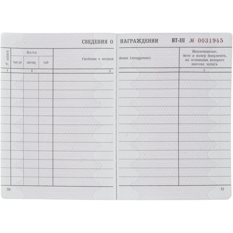 Бланк Вкладыш к трудовой книжке (новый 2023г)