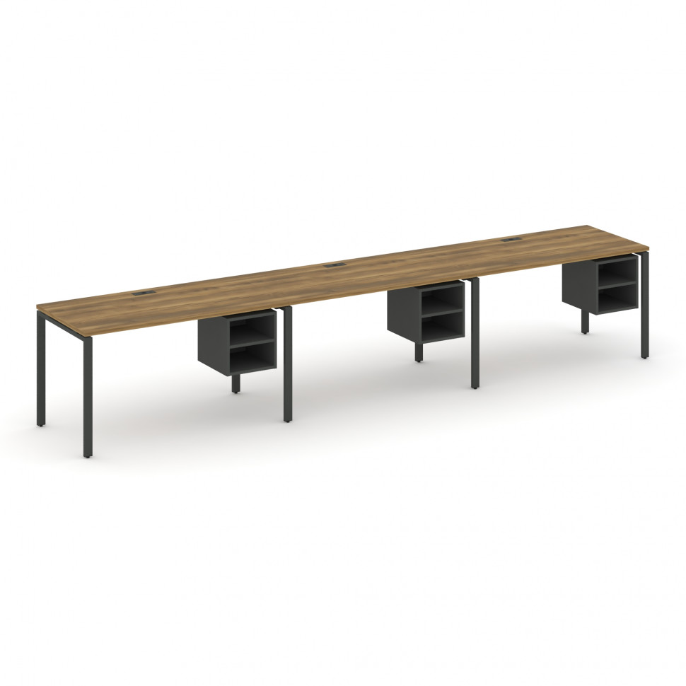 Concept Рабочая станция односторонняя с подвес. тумбами 3 места CN.ORS-128 Сандал Янтарный/Антрацит/