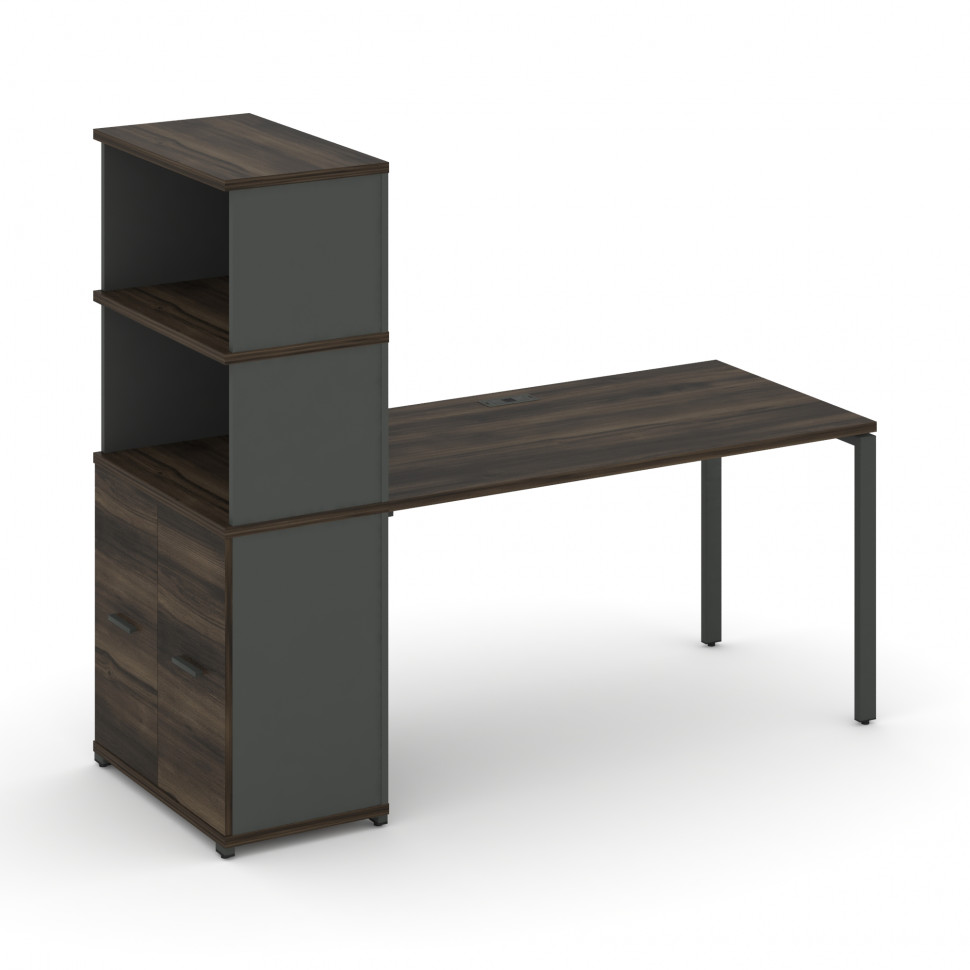 Concept Стол рабочий с опорным распаш. шкафом с надставкой выс. CN.SP-230 A Дуб Мали/Антрацит/Металл