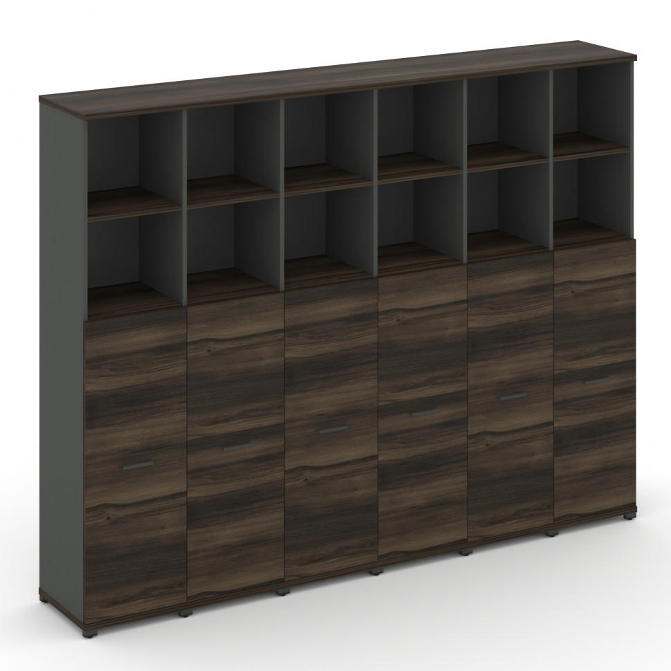 Concept Шкаф 6 узких секций, 5 ниш CN.STU-564 A Дуб Мали/Антрацит/Металл Антрацит 2500*420*1922