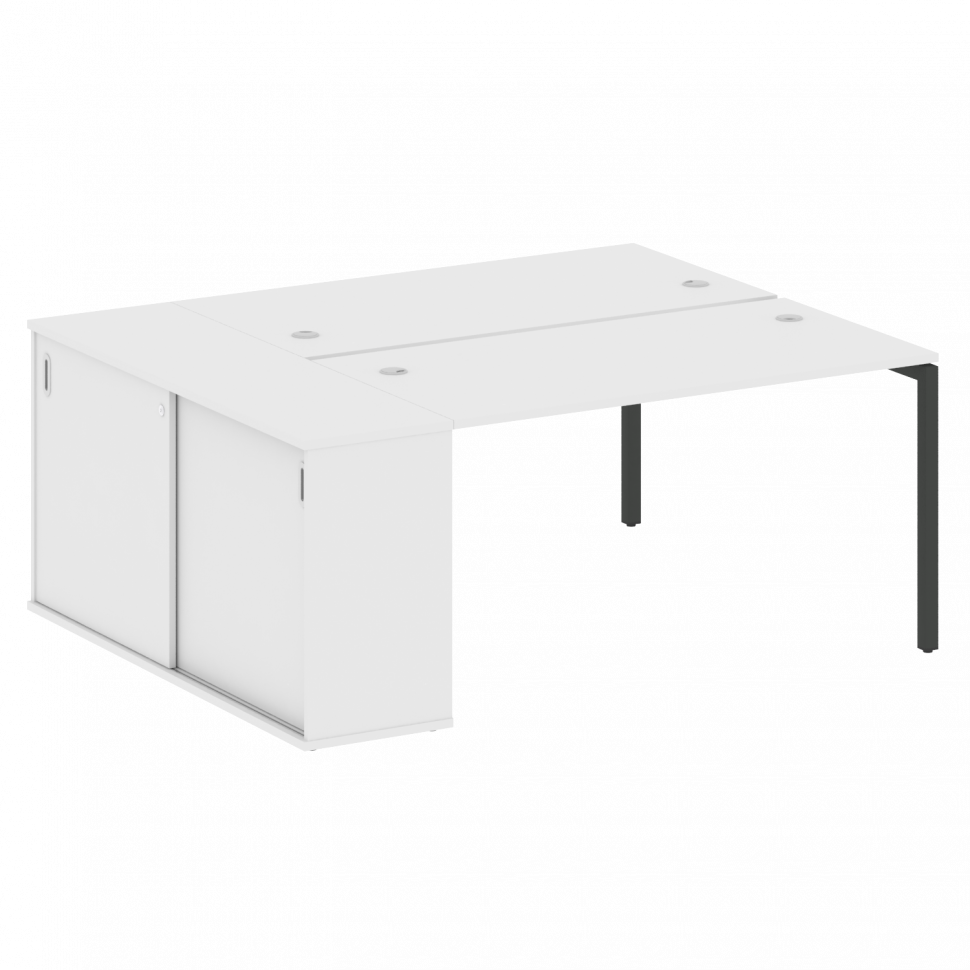 Metal System Quattro Рабочая станция с шкафом-купе на П-образном м/к 40БП.РС-СШК-1.3 Т Белый/Металл
