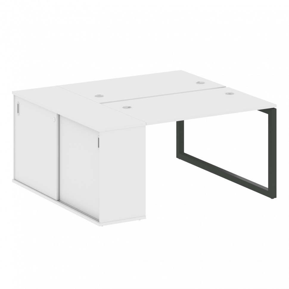 Metal System Quattro Рабочая станция с шкафом-купе на О-образном м/к 50БО.РС-СШК-1.2 Т Белый/Металл