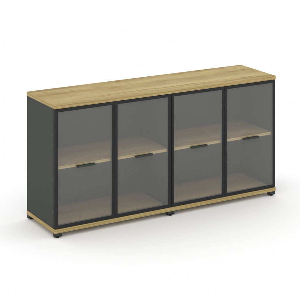 Concept Шкаф 2 широкие секции, 2 нишии CN.STS-223 RPB A Дуб Винченцо/Антрацит/Металл Антрацит/Прозра